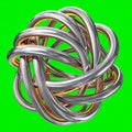 Complex Interlocking Metal Knot on Green Screen Royalty Free Stock Photo