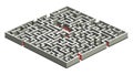 Complex isometric maze, solution highlighted. vector design Generative AI Royalty Free Stock Photo
