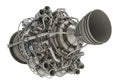 Complex jet engine assembly showcasing intricate mechanical components and design details Royalty Free Stock Photo