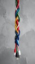 Complex Knot of Colorful Technology Cables Royalty Free Stock Photo