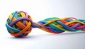 Complex Knot of Rainbow Strings Untangling Royalty Free Stock Photo