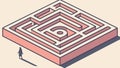 Complex Labyrinth: Navigating Challenges and Solutions, vector design Generative AI Royalty Free Stock Photo