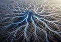Resembling neural networks or river deltas, centered around a Royalty Free Stock Photo