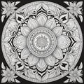 Complex mandala movement design for adult coloring book, AI generated image Royalty Free Stock Photo