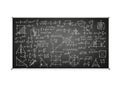 Complex mathematical equations and geometrical shapes on a chalkboard Royalty Free Stock Photo