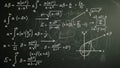 Complex Mathematical Formulas and Equations Written on a Dark Chalkboard Royalty Free Stock Photo