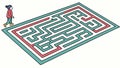 Complex Maze Challenge: Puzzle with a Person Navigating, vector design Generative AI Royalty Free Stock Photo