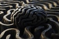 Complex maze structure with brain motif in an abstract setting Royalty Free Stock Photo