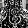 A complex mechanical system which is part of a larger machine. Royalty Free Stock Photo