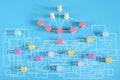 complex messy management, bureaucracy,red tape,organization and communication problems,business disruption, complicated busines Royalty Free Stock Photo