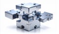 Complex Metal Jigsaw Puzzle on White Background Royalty Free Stock Photo