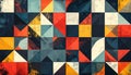 A complex modular artwork featuring an intricate geometric arrangement of colorful squares divided into contrasting triangles Royalty Free Stock Photo