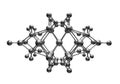 Complex molecular structure with interconnected atoms forming a geometric pattern in black and white Royalty Free Stock Photo