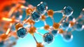 Complex molecular structure with spherical particles. Futuristic technology style. Generative AI. Illustration for banner, poster