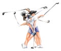 Complex motion of an golf player Royalty Free Stock Photo