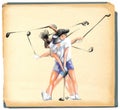 Complex motion of an golf player Royalty Free Stock Photo