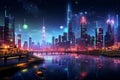 Complex Neon city cyberpunk art. Generate Ai