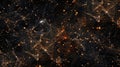 Complex Network Connections: Abstract Golden Particle Plexus Background Royalty Free Stock Photo
