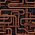 Complex Network of Copper Pipes. Generative ai Royalty Free Stock Photo