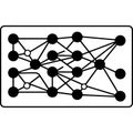 Complex network diagram with interconnected nodes and lines representing data connections and relationships Royalty Free Stock Photo