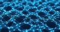 Abstract glowing blue digital network grid with interconnected nodes and lines on a dark background Royalty Free Stock Photo