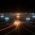 A Complex Network of Glowing Nodes and Interconnected Lines Representing Data Flow and Connectivity in a Digital Realm Royalty Free Stock Photo