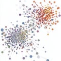 Complex network graph with colorful interconnected nodes and lines