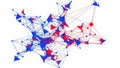 Complex network graph with interconnected nodes and triangles Royalty Free Stock Photo