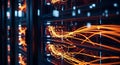 Complex network of illuminated server racks in a high-tech data Royalty Free Stock Photo