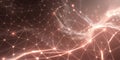 A complex network of interconnected lines and glowing dots on a gradient brown background illustration Royalty Free Stock Photo