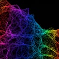 A complex network of interconnected, multicolored lines forms a three-dimensional Royalty Free Stock Photo