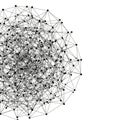 Complex network of interconnected nodes and lines forms a circular pattern. The blac Royalty Free Stock Photo
