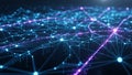 And purple nodes are linked by glowing lines forming an abstract mesh Royalty Free Stock Photo