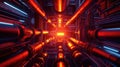 Futuristic industrial pipe system with glowing red core Royalty Free Stock Photo