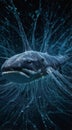 Futuristic Liquid Mercury Ocean with Neural Networks, Data Whales, and Floating Libraries Royalty Free Stock Photo