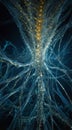 Futuristic Liquid Mercury Ocean with Neural Networks, Data Whales, and Floating Libraries Royalty Free Stock Photo