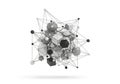 Complex network visualization with interconnected nodes and clusters in a 3d space Royalty Free Stock Photo