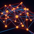 Complex network visualization with interconnected nodes and colorful links Royalty Free Stock Photo