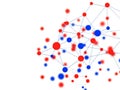 Complex network visualization with red and blue nodes connected by lines Royalty Free Stock Photo