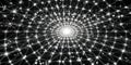 A complex network of white interconnected lines and nodes forming a spiral pattern on a dark background with a bright center Royalty Free Stock Photo