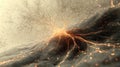 Complex neural network visualization with glowing synapses and neurons