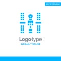 Complex, Orbital, Platform, Satellite, Space Blue Solid Logo Template. Place for Tagline