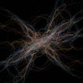A complex pattern of colorful, intertwined lines resembling a web or neural network Royalty Free Stock Photo