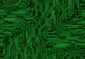 Complex pattern of green circuit traces resembling a printed circuit board (PCB). Intricate design Royalty Free Stock Photo