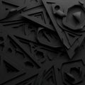 A complex pattern of overlapping dark geometric shapes, primarily featuring triangles and hexagons, Royalty Free Stock Photo