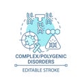 Complex, polygenic disorders blue concept icon