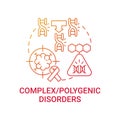 Complex, polygenic disorders red gradient concept icon