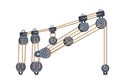 Complex pulley system illustration demonstrating mechanical advantage and engineering principles Royalty Free Stock Photo