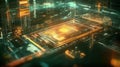 Quantum computing processing data in innovative server room