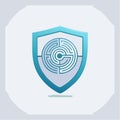Complex Security Maze Shield Vector Logo Royalty Free Stock Photo